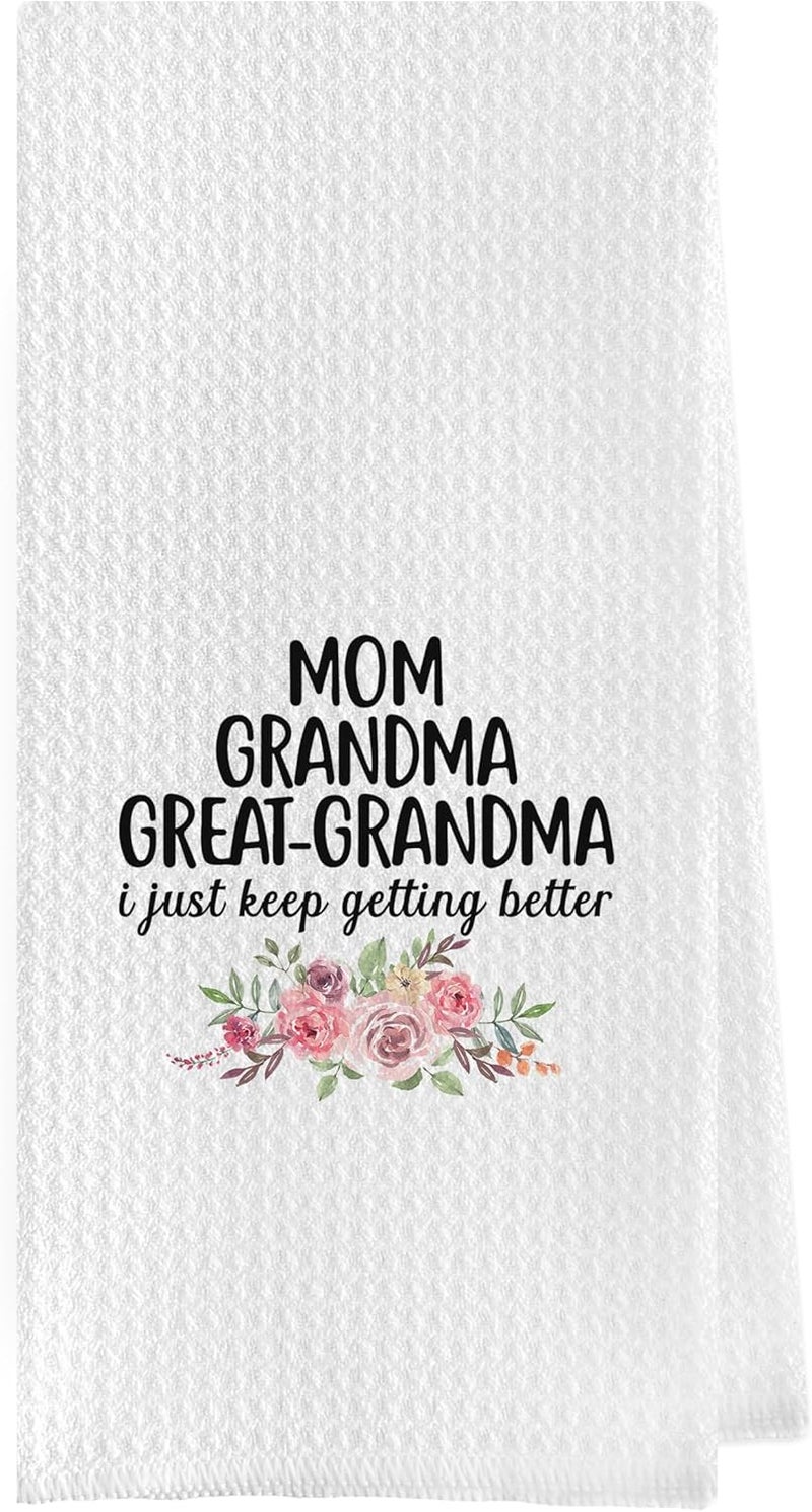 Geqtt Great Grandma Dish Towels - Great Grandma Gifts Waffle Weave Kitchen Towels, Grandma Hand Towel, Grandma Tea Towel, Grandma Gifts from Grandson Granddaughter (16×24 Inches) - Image 1